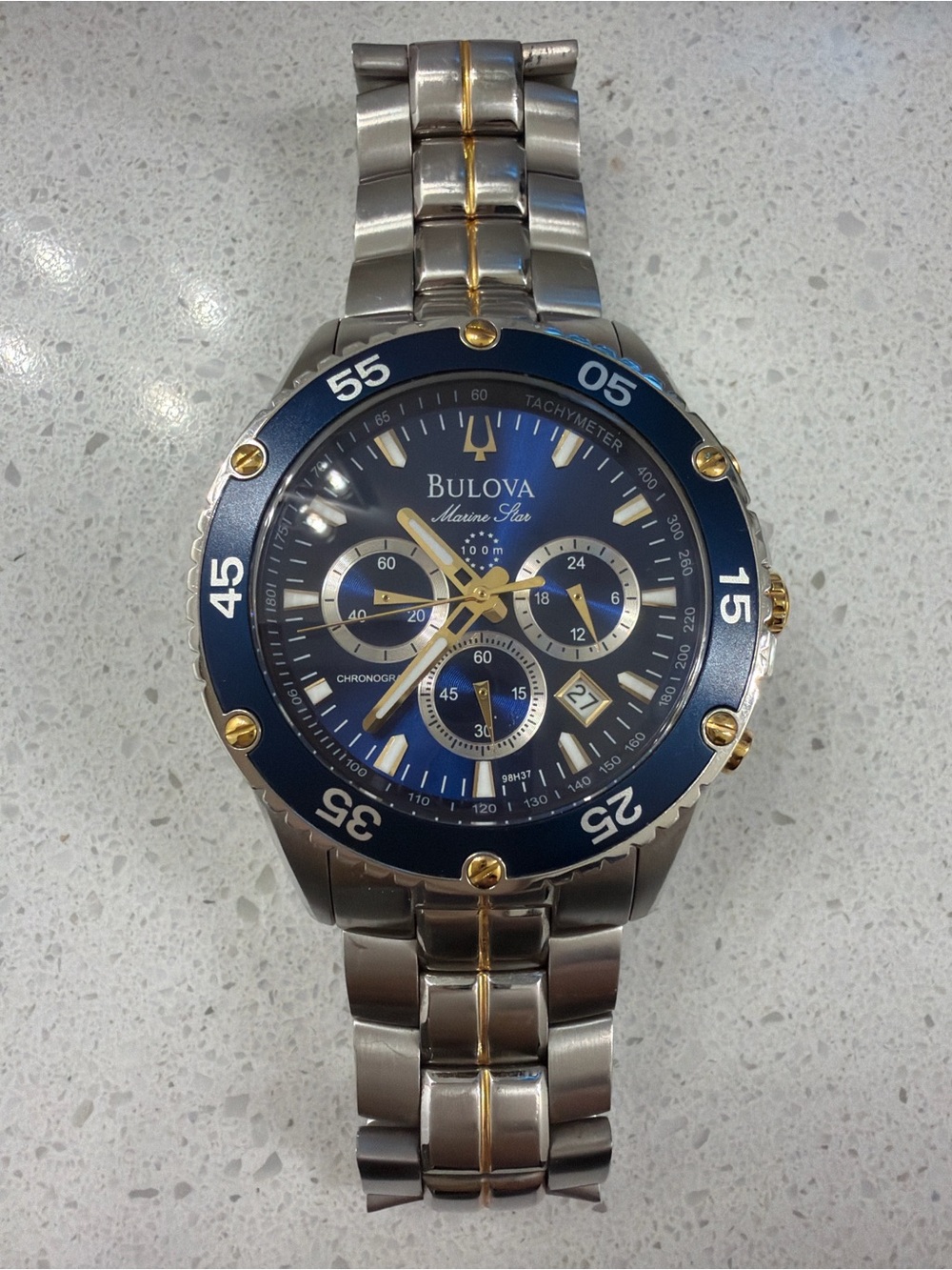 Bulova Two-Tone Blue and Gold Chronograph Watch